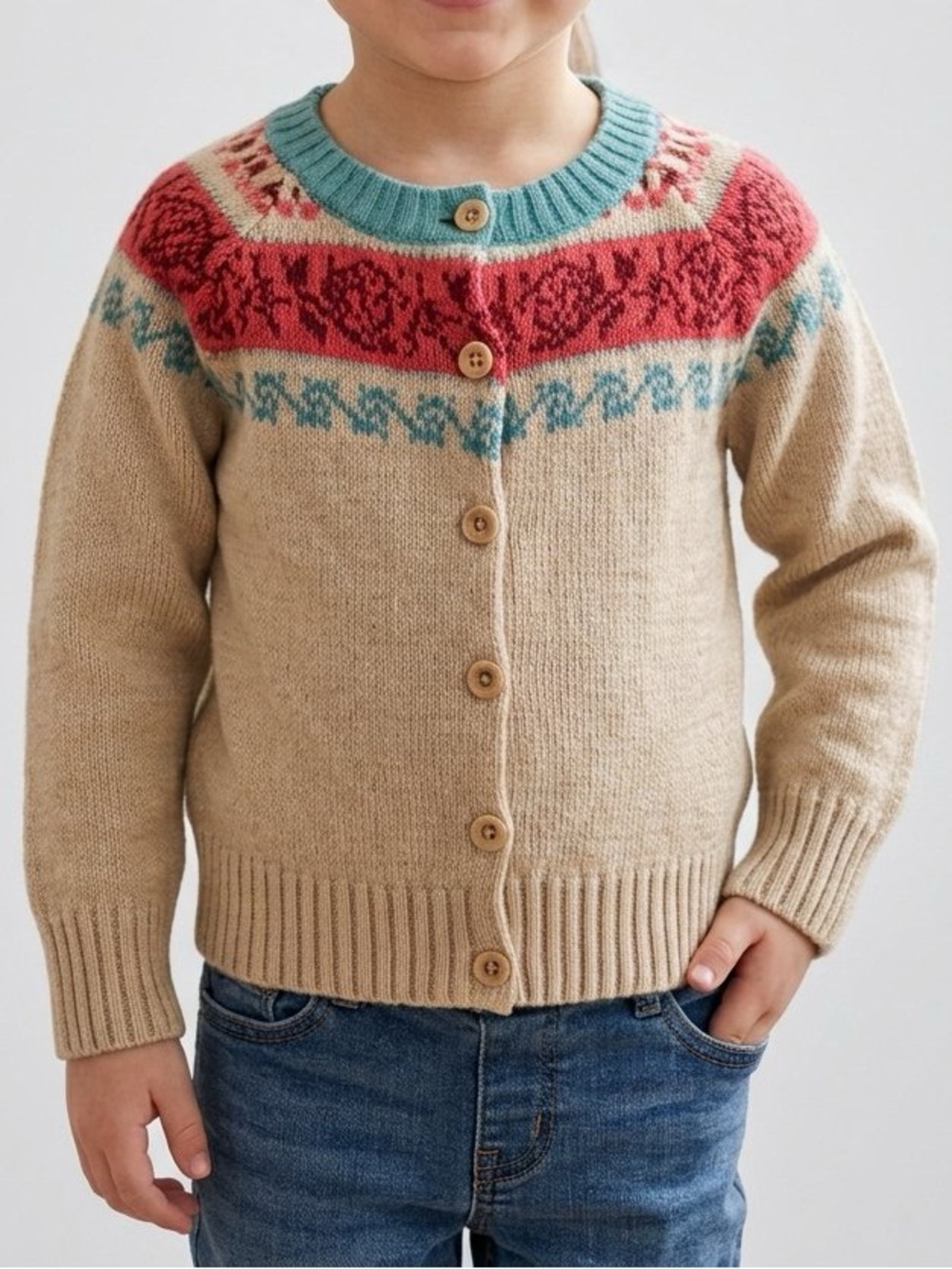 Mini Boden Fair Isle Cardigan Sweater Cream Cozy Nordstrom 2-3Y NWT